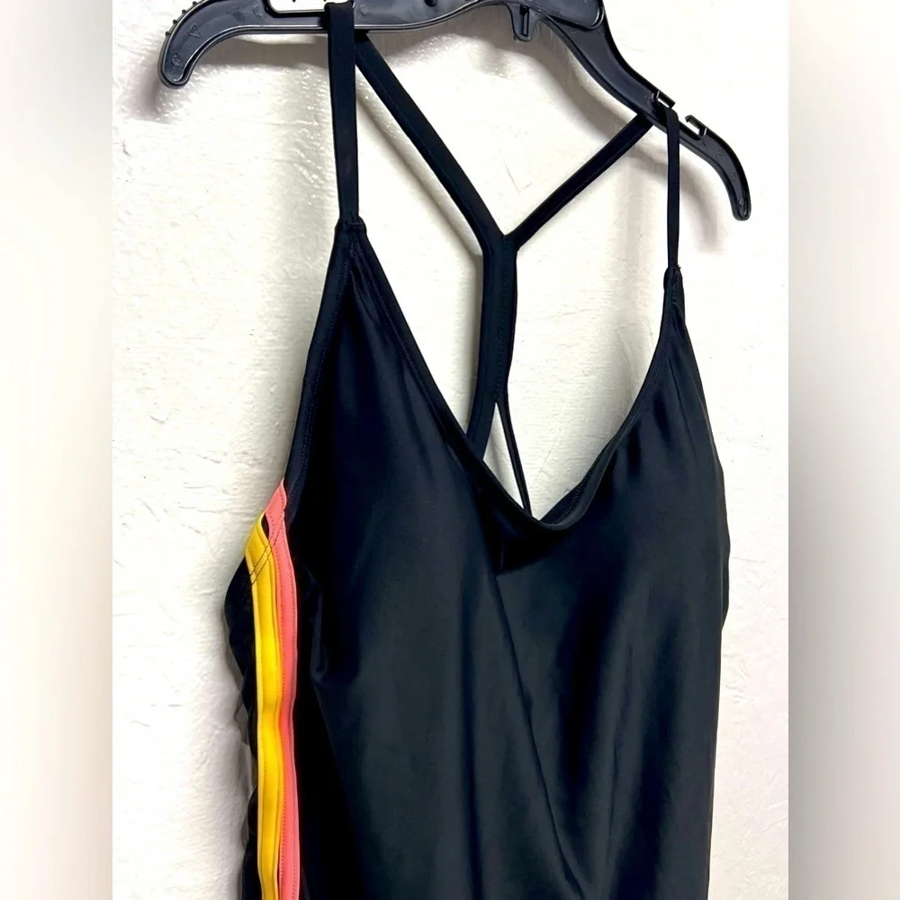All In Motion Women's Racerback Side Stripe One Piece Swimsuit - XL